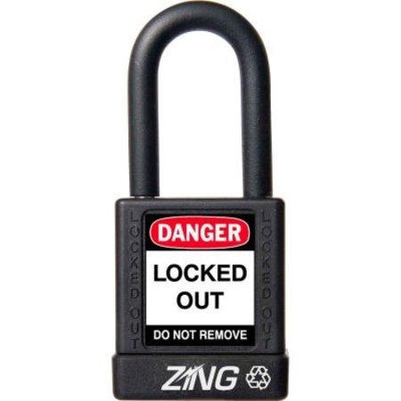 ZING ZING RecycLock Safety Padlock, Keyed Alike, 1-1/2" Shackle, 1-3/4" Body, Black, 7037 7037